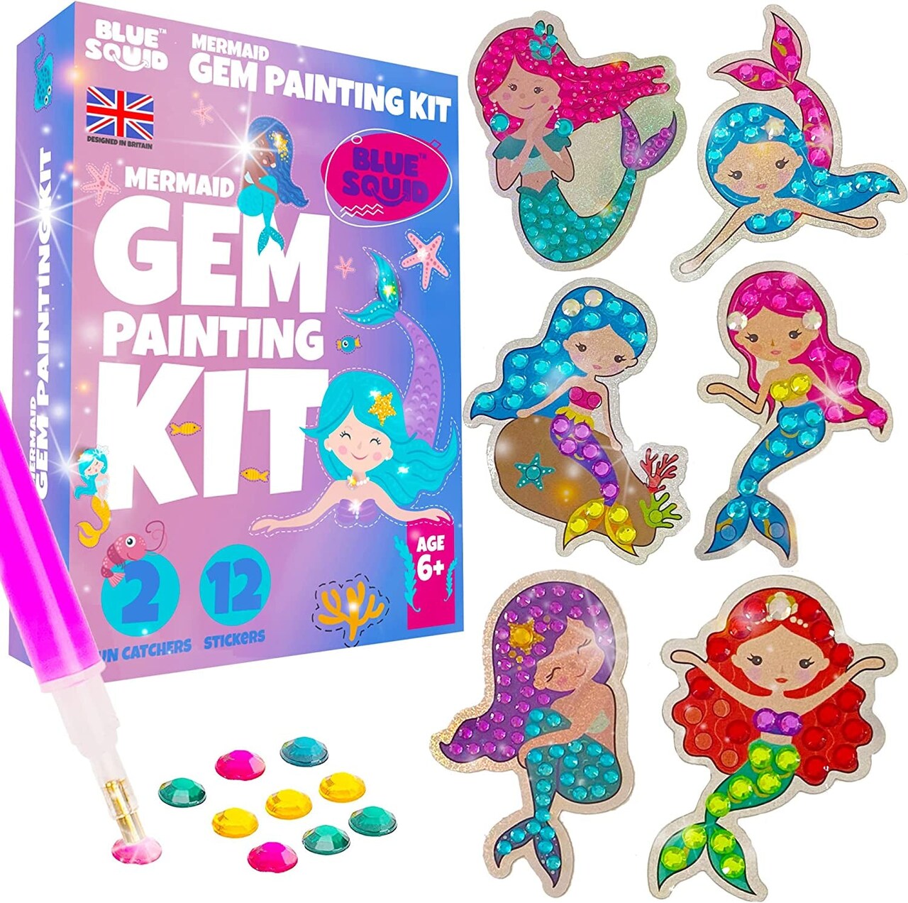 Blue Squid Diamond Painting Kits for Kids - Mermaids Diamond Art for Kids,  5D Gem Art Kits for Kids, Kids Arts & Crafts, Gift for Boys & Girls 5 6 7 8  9 10 11 12
